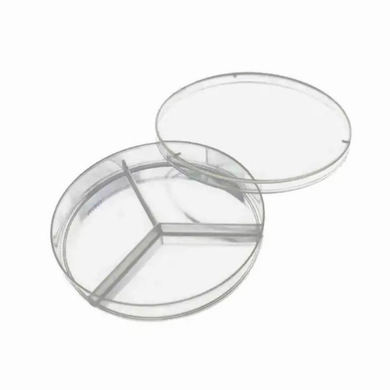 Чашки Петрі CNWTC, ПС, стерильні, три секції, 90 мм, TYE06